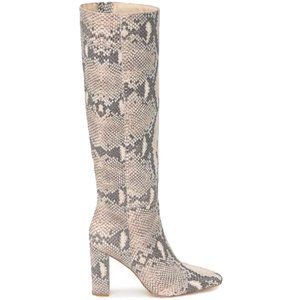 NEW Matisse Women Snakeskin Cream Beige Embossed Leather Tall Zipper Boot